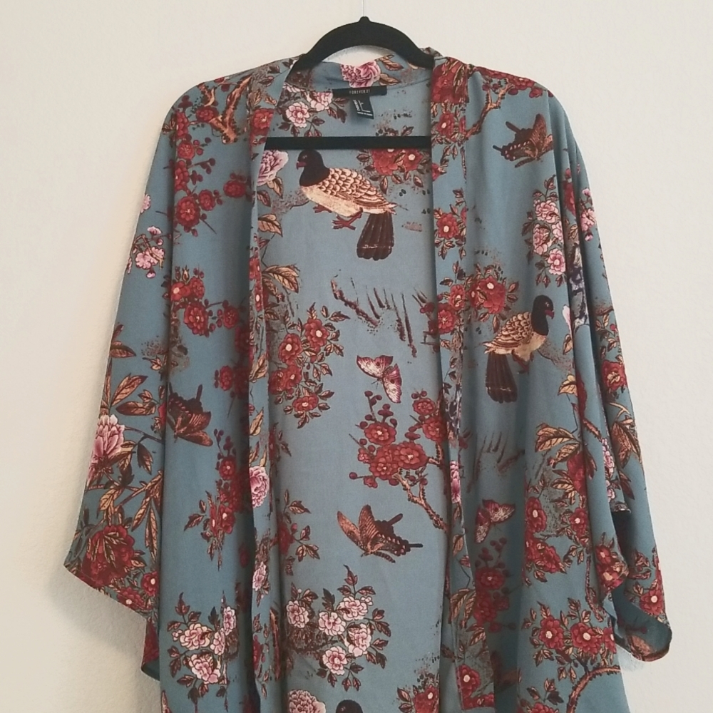 Forever21 blue kimono**Large-blue